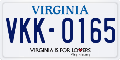 VA license plate VKK0165