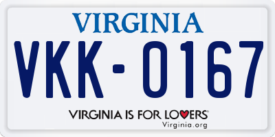 VA license plate VKK0167