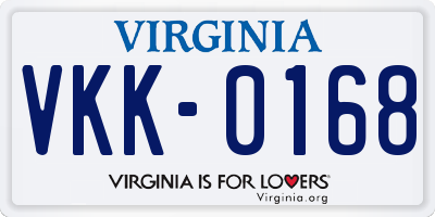 VA license plate VKK0168
