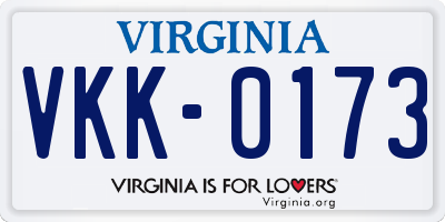VA license plate VKK0173