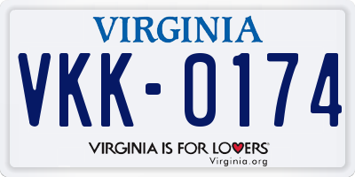VA license plate VKK0174