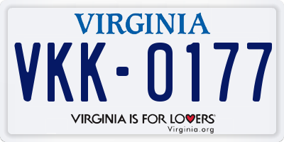 VA license plate VKK0177