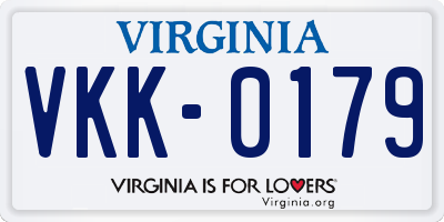 VA license plate VKK0179