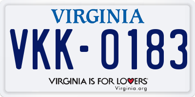 VA license plate VKK0183