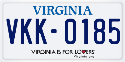 VA license plate VKK0185