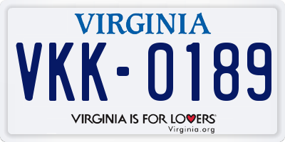 VA license plate VKK0189