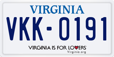 VA license plate VKK0191