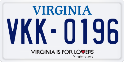 VA license plate VKK0196