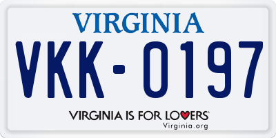 VA license plate VKK0197
