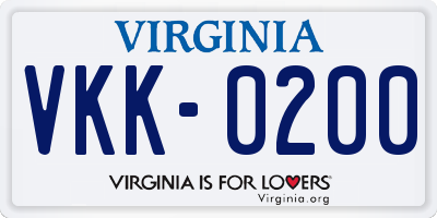 VA license plate VKK0200