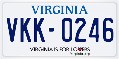 VA license plate VKK0246