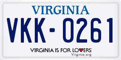 VA license plate VKK0261