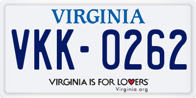 VA license plate VKK0262