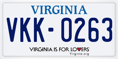 VA license plate VKK0263