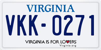 VA license plate VKK0271