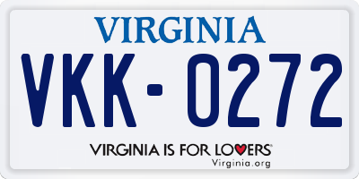 VA license plate VKK0272
