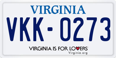 VA license plate VKK0273