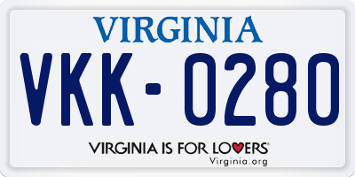 VA license plate VKK0280