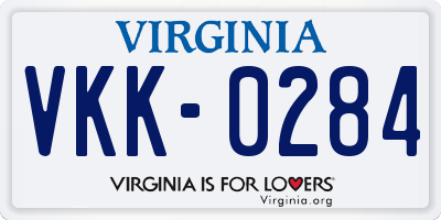 VA license plate VKK0284