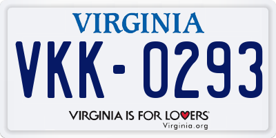 VA license plate VKK0293