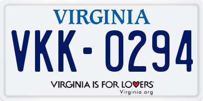 VA license plate VKK0294
