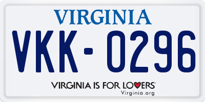 VA license plate VKK0296