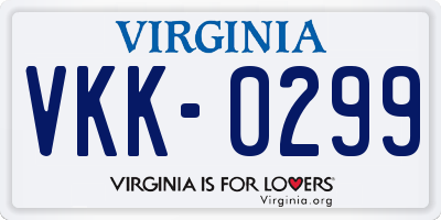 VA license plate VKK0299
