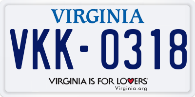 VA license plate VKK0318