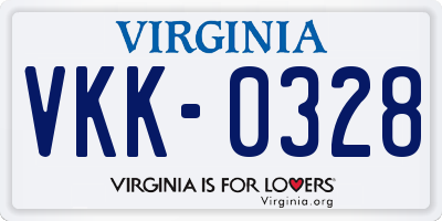 VA license plate VKK0328