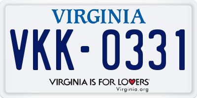 VA license plate VKK0331