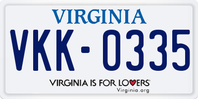 VA license plate VKK0335