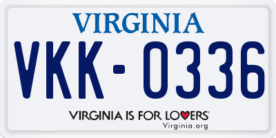 VA license plate VKK0336