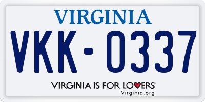 VA license plate VKK0337