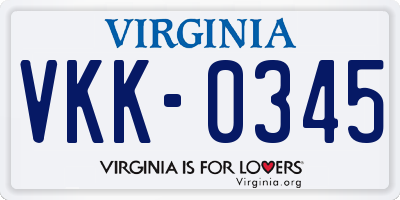 VA license plate VKK0345