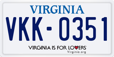 VA license plate VKK0351