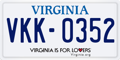 VA license plate VKK0352