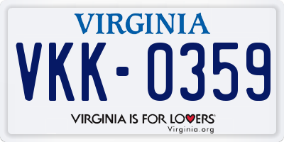VA license plate VKK0359