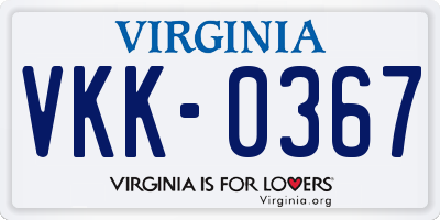 VA license plate VKK0367