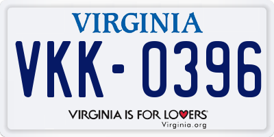 VA license plate VKK0396