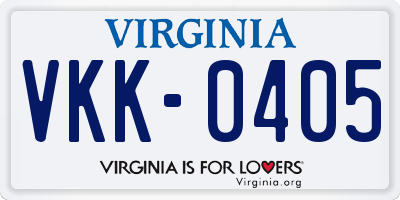 VA license plate VKK0405