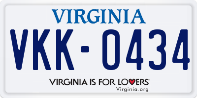 VA license plate VKK0434