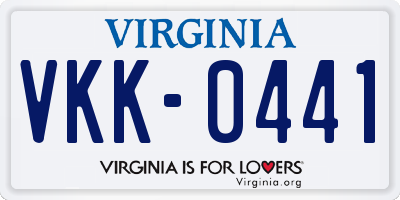 VA license plate VKK0441