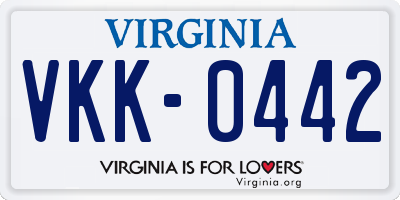 VA license plate VKK0442