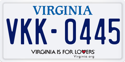 VA license plate VKK0445