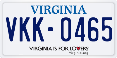 VA license plate VKK0465