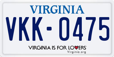 VA license plate VKK0475