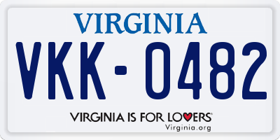 VA license plate VKK0482