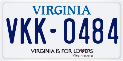 VA license plate VKK0484
