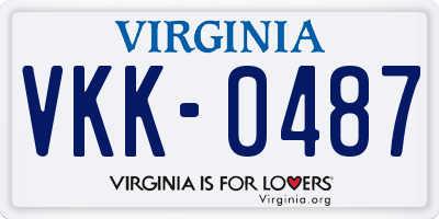 VA license plate VKK0487