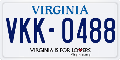 VA license plate VKK0488